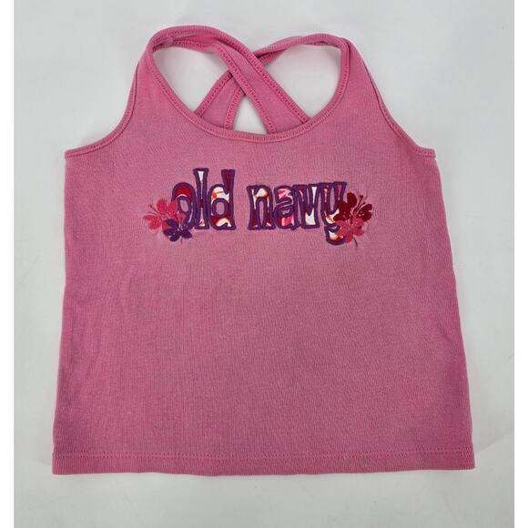 Old Navy Baby 3T Pink Hibiscus Logo Tank Top – Y2K Retro Vibes - Picture 1 of 4